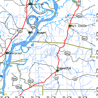Zip code 39096 close-up map
