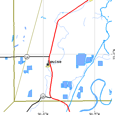 Zip code 39097 close-up map