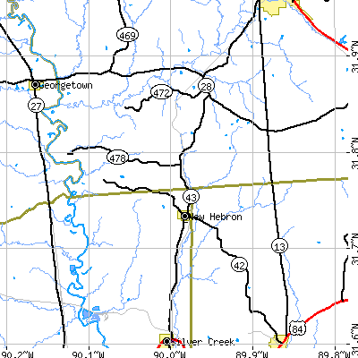Zip code 39140 close-up map