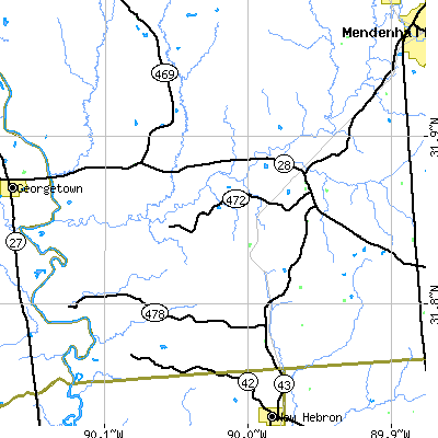 Zip code 39149 close-up map