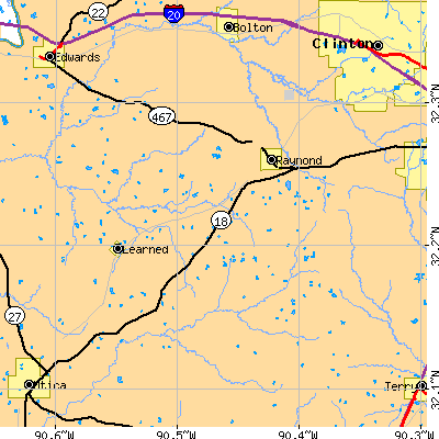 Zip code 39154 close-up map