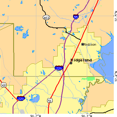 Zip code 39157 close-up map