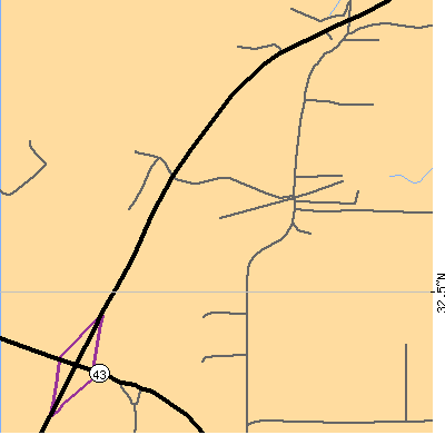 Zip code 39161 close-up map