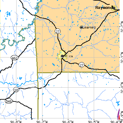Zip code 39175 close-up map
