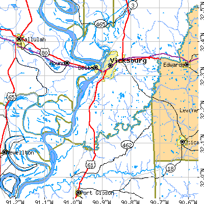 Zip code 39180 close-up map