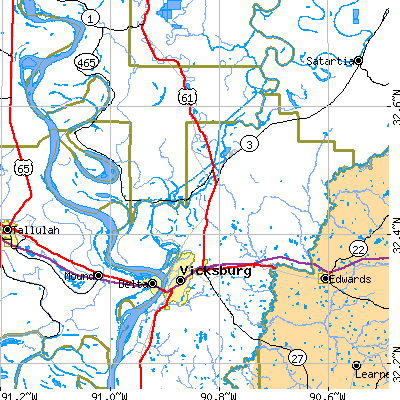 Zip code 39183 close-up map