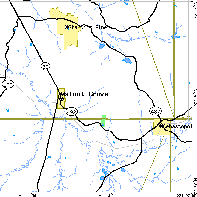 Zip code 39189 close-up map