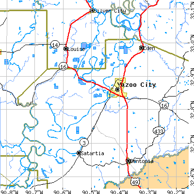 Zip code 39194 close-up map