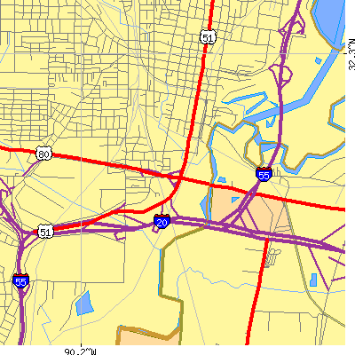 Zip code 39201 close-up map