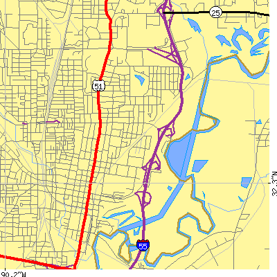 Zip code 39202 close-up map