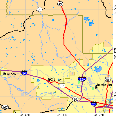 Zip code 39209 close-up map
