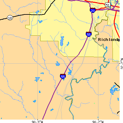 Zip code 39212 close-up map