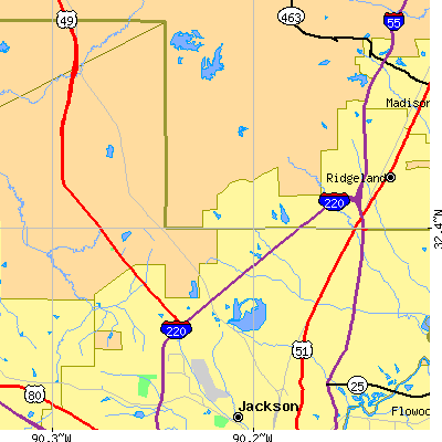 Zip code 39213 close-up map
