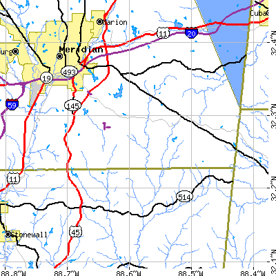 Zip code 39301 close-up map