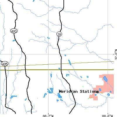 Zip code 39326 close-up map