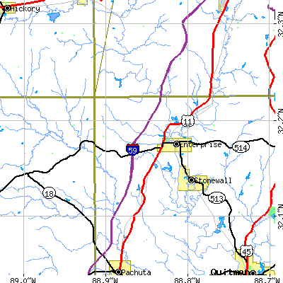Zip code 39330 close-up map