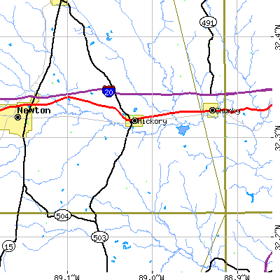 Zip code 39332 close-up map