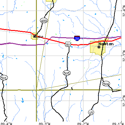Zip code 39336 close-up map