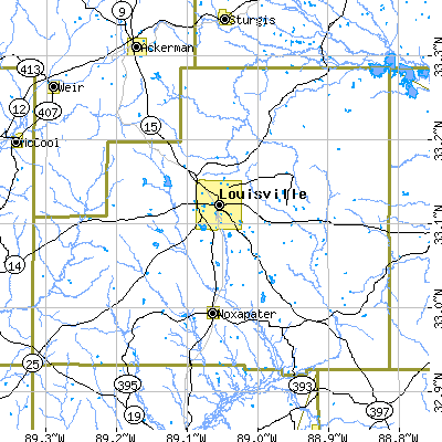 Zip code 39339 close-up map