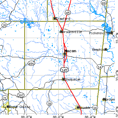 Zip code 39341 close-up map