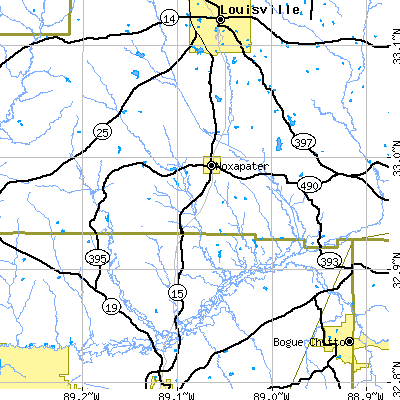 Zip code 39346 close-up map