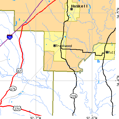 Zip code 72167 close-up map