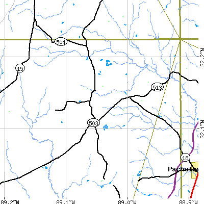 Zip code 39356 close-up map
