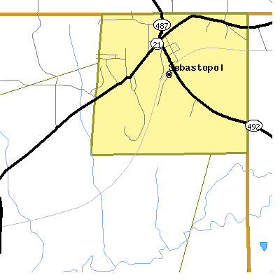 Zip code 39359 close-up map