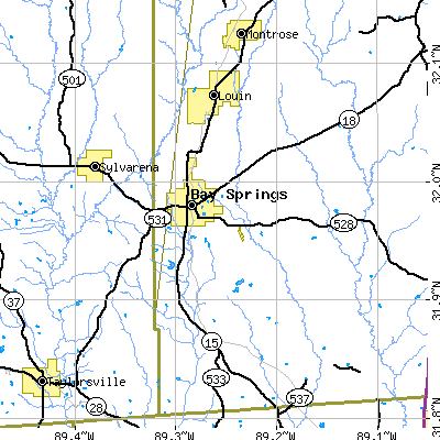 Zip code 39422 close-up map