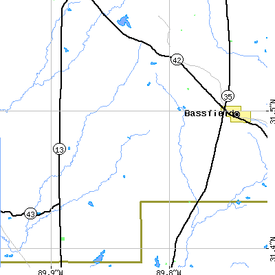 Zip code 39427 close-up map
