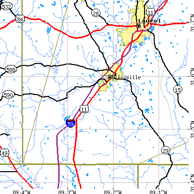 Zip code 39437 close-up map
