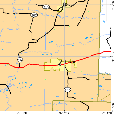 Zip code 72173 close-up map