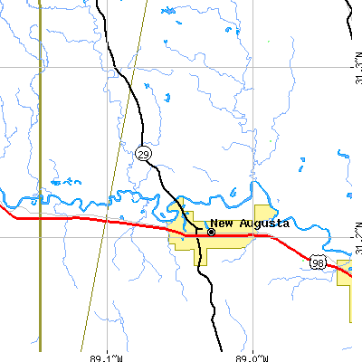 Zip code 39462 close-up map