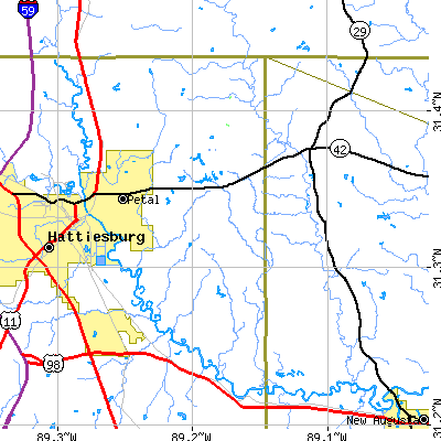 Zip code 39465 close-up map