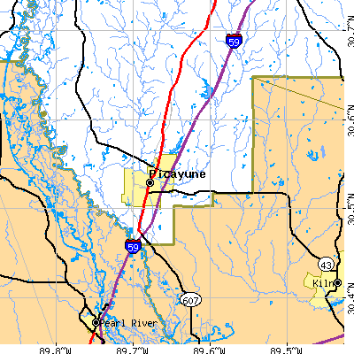 Zip code 39466 close-up map