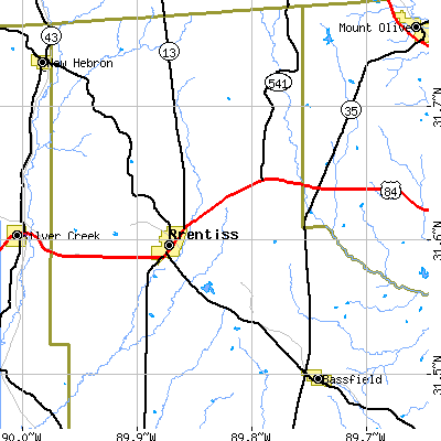 Zip code 39474 close-up map