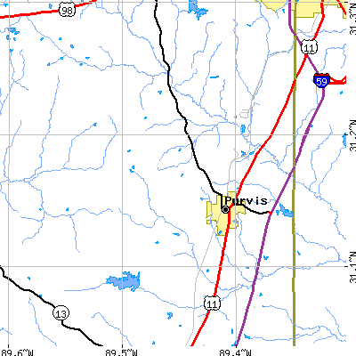 Zip code 39475 close-up map