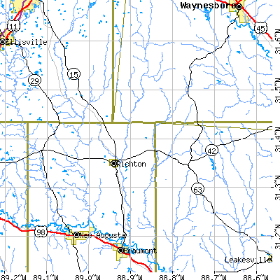Zip code 39476 close-up map