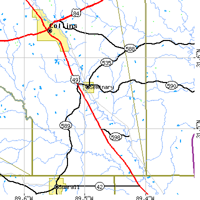 Zip code 39479 close-up map