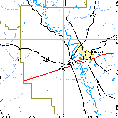 Zip code 39483 close-up map