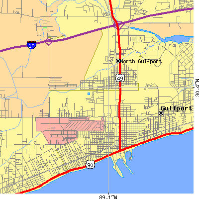 Zip code 39501 close-up map