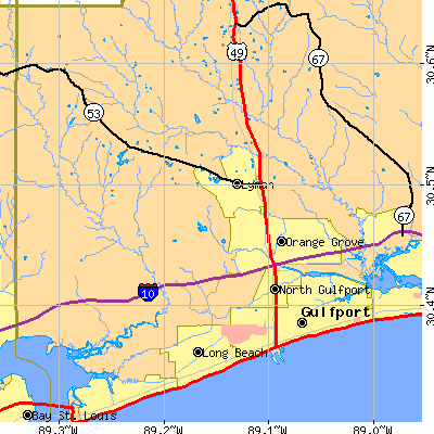 Zip code 39503 close-up map