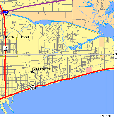Zip code 39507 close-up map