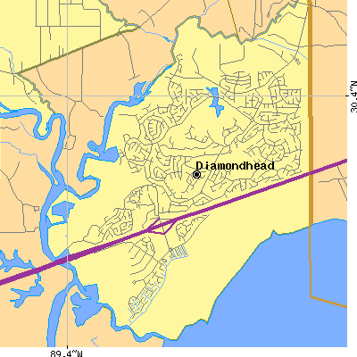 Zip code 39525 close-up map