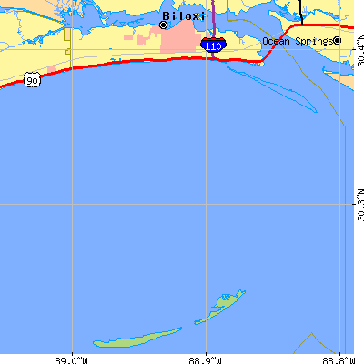Zip code 39530 close-up map