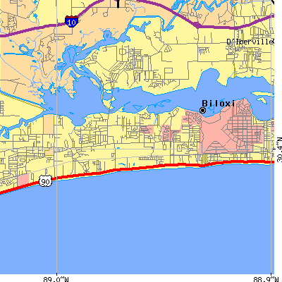 Zip code 39531 close-up map