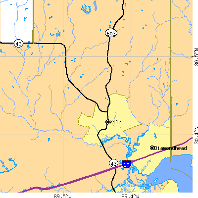 Zip code 39556 close-up map