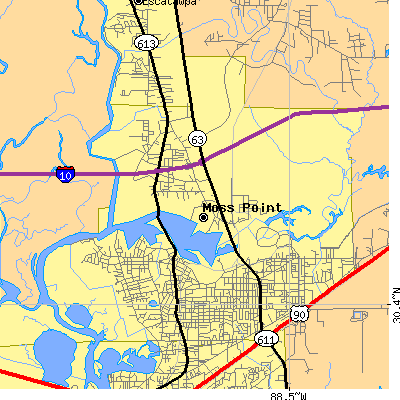 Zip code 39563 close-up map