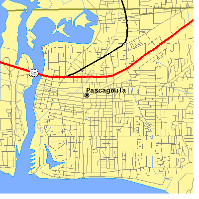 Zip code 39567 close-up map