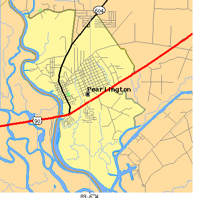 Zip code 39572 close-up map